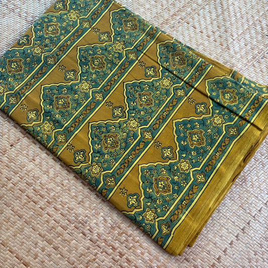 Ajrak Cotton Running Fabric, Mustard
