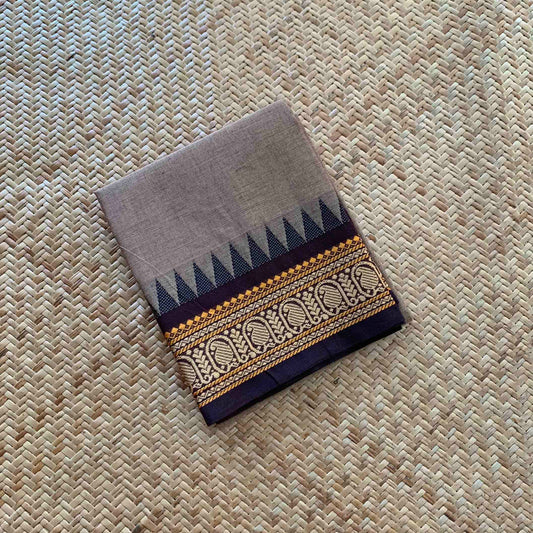 Brownish Grey, Chettinad Cotton Blouse piece
