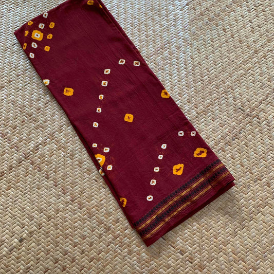 Brown, Hand Knotted kaikattu Sungudi, blouse fabric