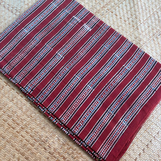Ajrak Cotton Running Fabric, Red