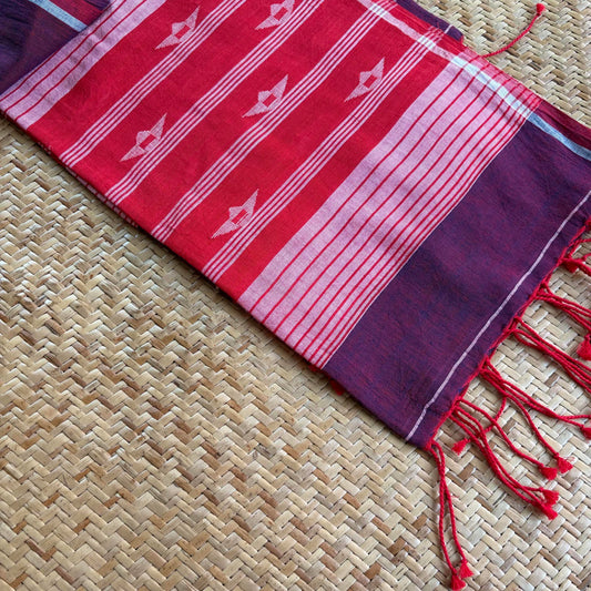 Purple, Jamdani Cotton Handloom Dupatta