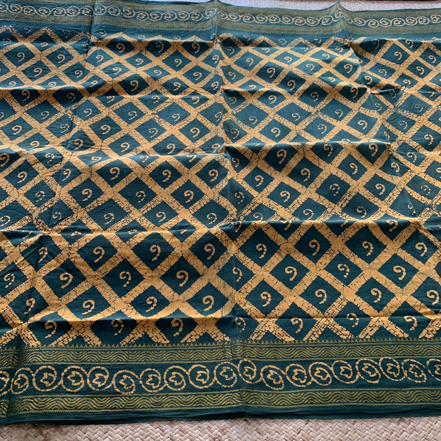 Double Border Wax Print Sungudi, Brown