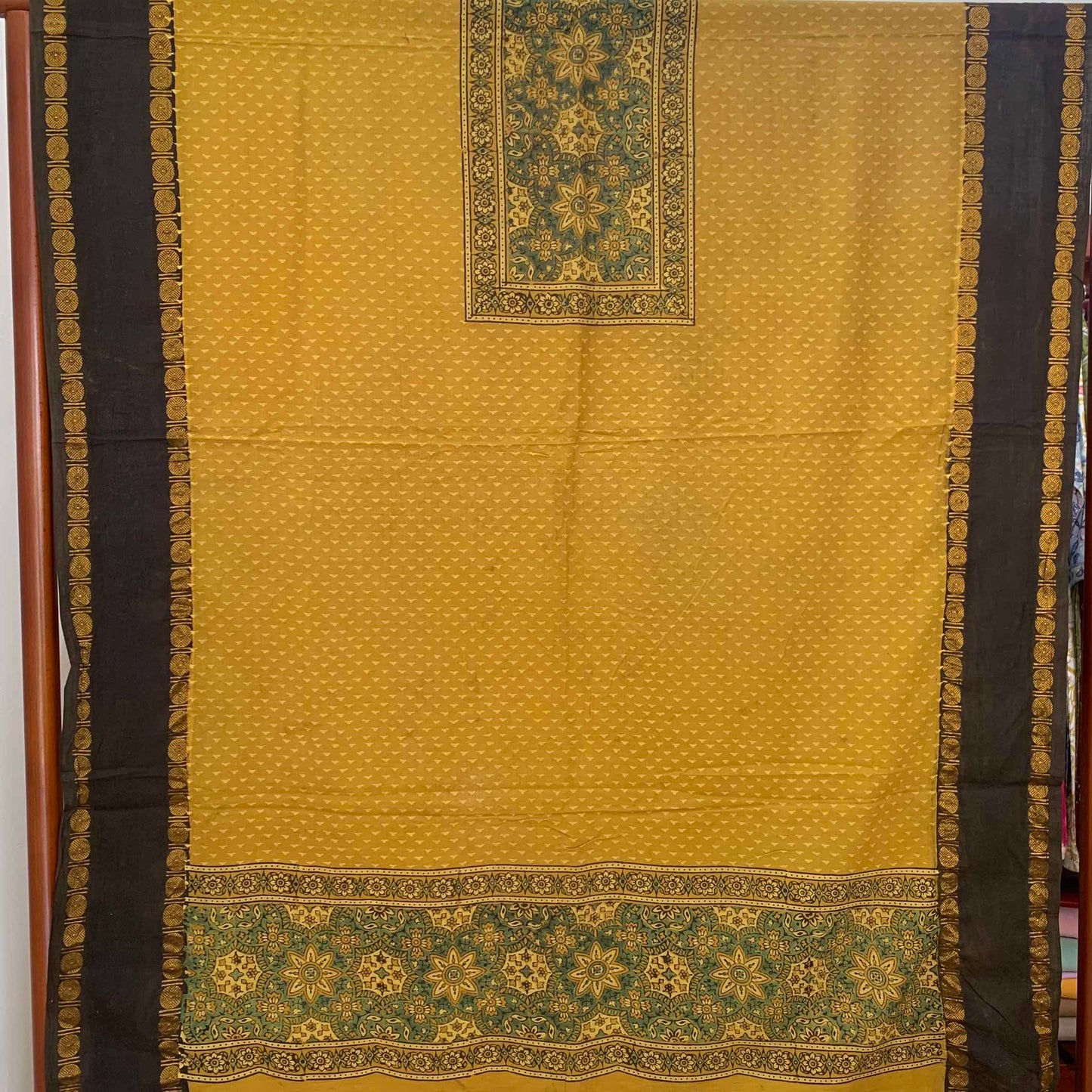 Ajrak Sungudi 2 Piece Salwar Suit Material, Mustard