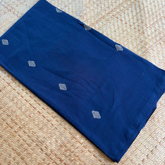 Handloom Cotton Running Fabric, Blue
