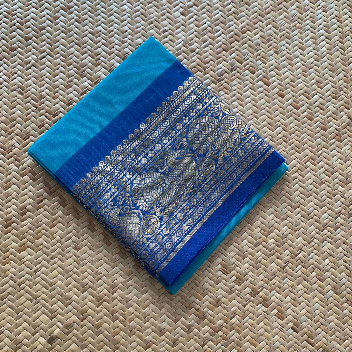 Blue, Chettinad Cotton Blouse piece