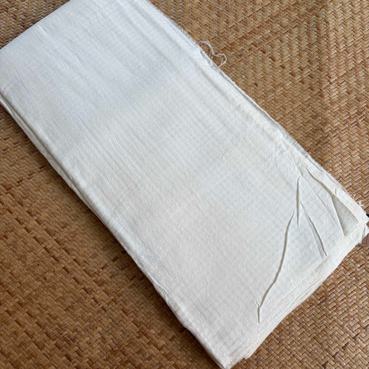 Jamdani Handloom Cotton Running Fabric, Off White