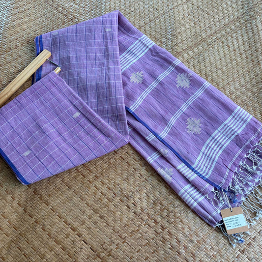 Lilac, Jamdani Cotton Handloom Dupatta