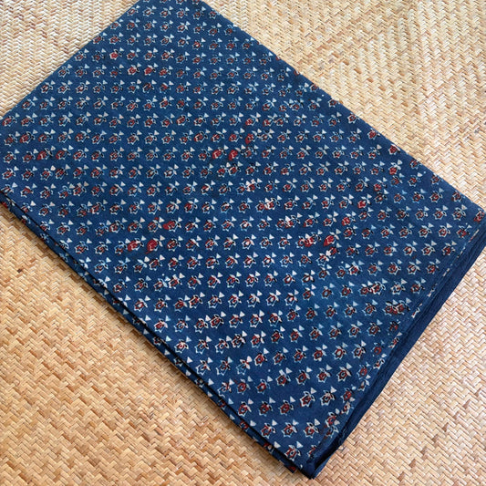 Ajrak Cotton Running Fabric, Blue