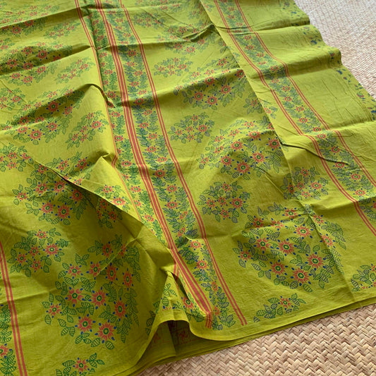 Green Print Sungudi Saree