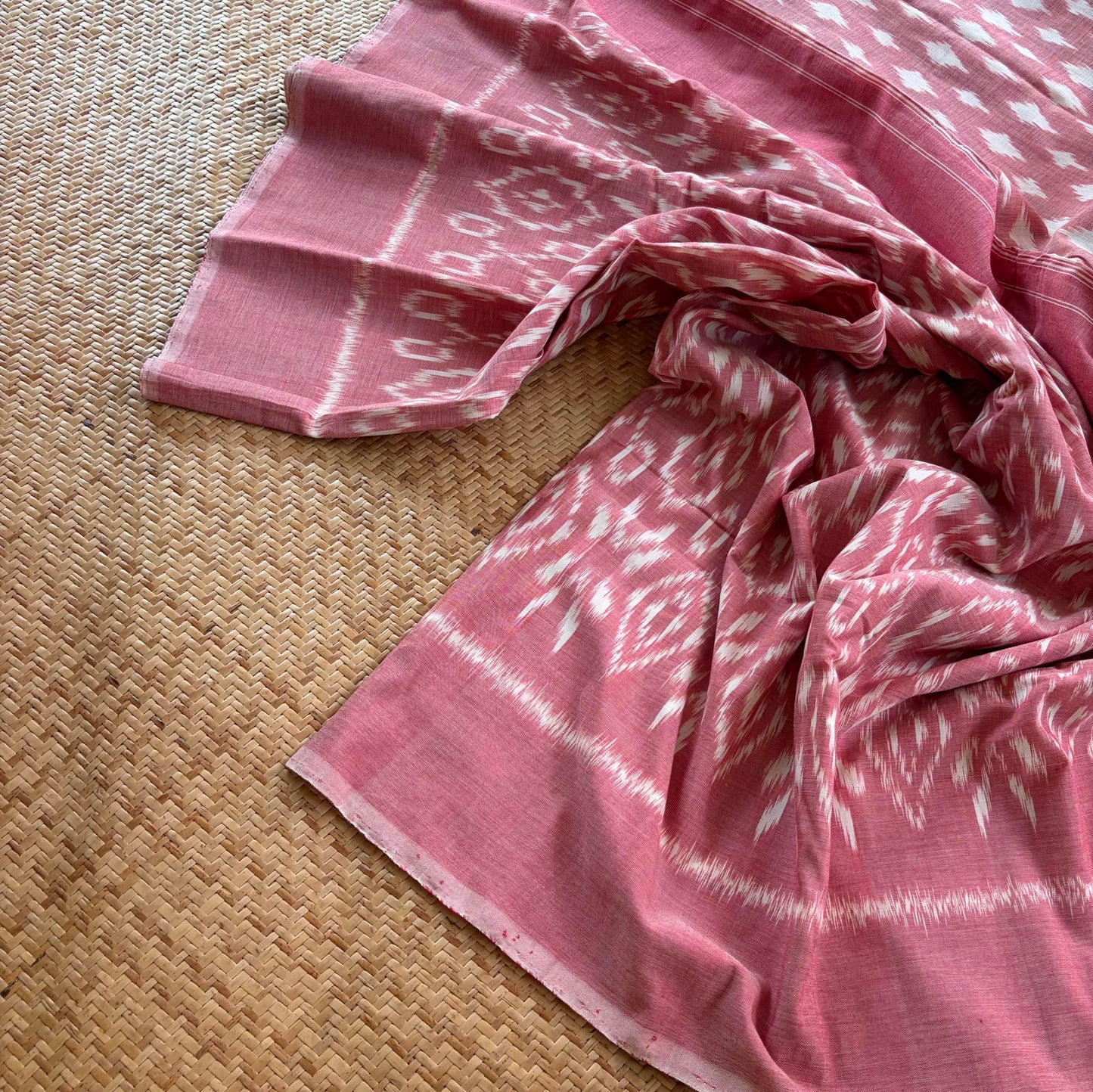 Pink, Pochambally Ikkat Hand Woven Cotton Saree