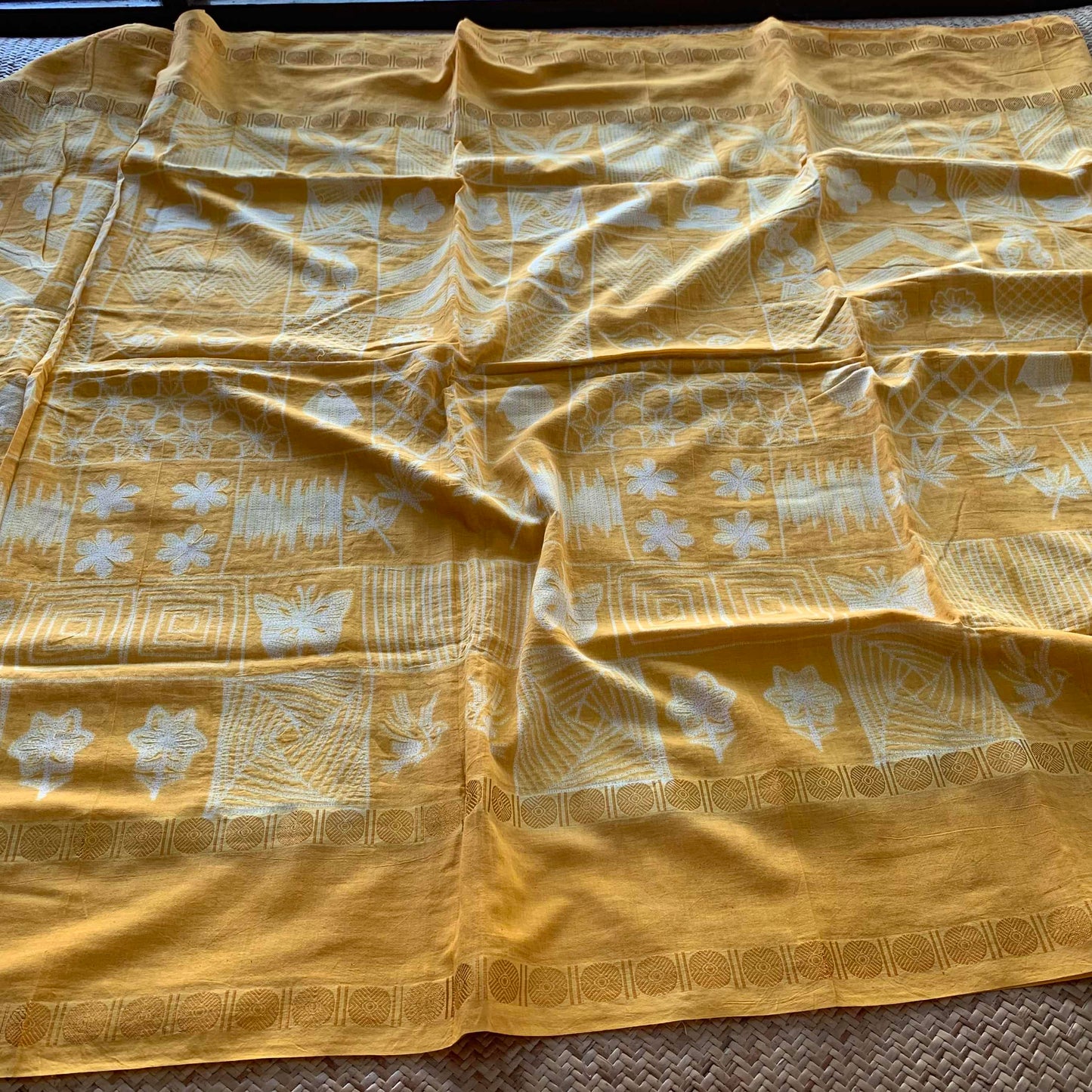 Frames.2 - Yellow , Hand Crafted Shibori Sungudi Cotton Saree