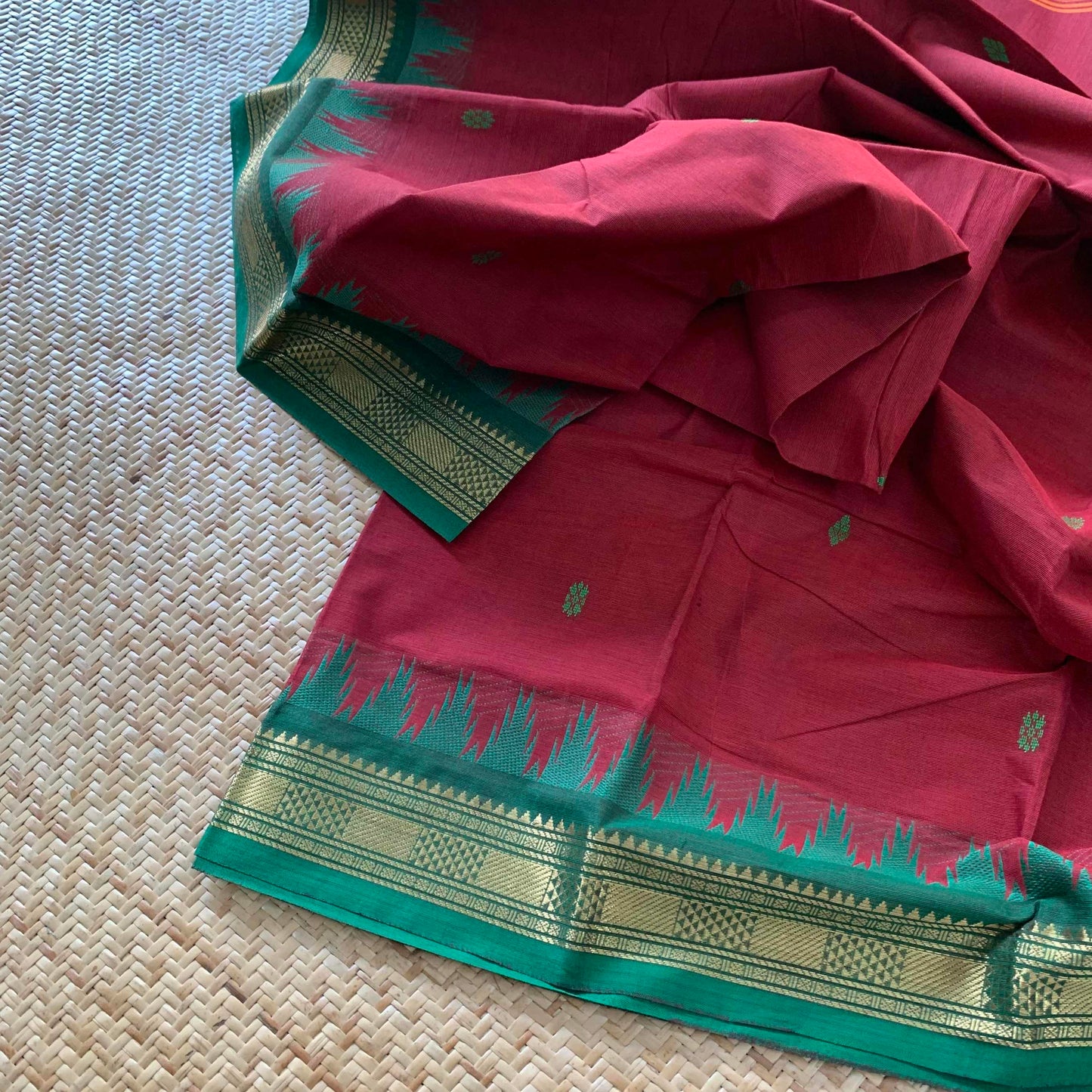 Chettinad Cotton Saree, Maroon Saree With Zari Border