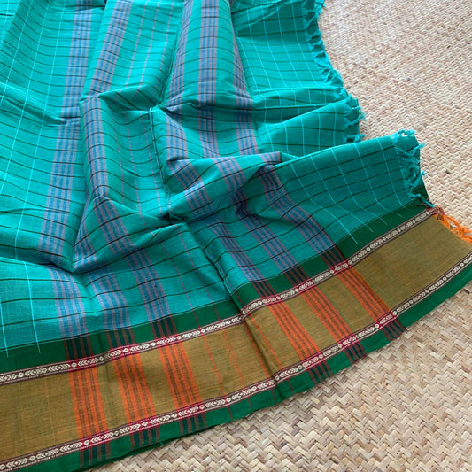 Arupukottai Handwoven Saree, Pastel Orange