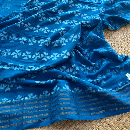 Blue, Hand Crafted Shibori Sungudi Cotton Saree