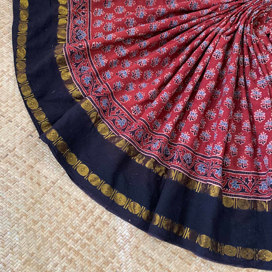 Buy Black Hand Block Printed Moonga Cotton Saree, MAY_DP_SRC_9/MYE1