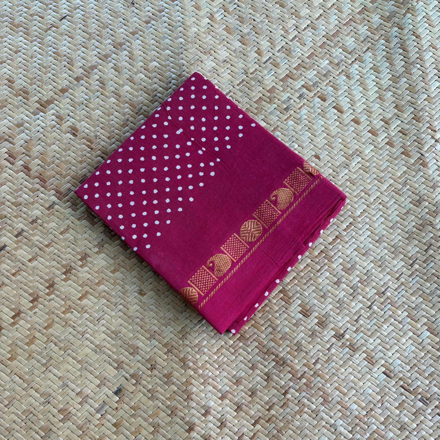 Maroon Wax Printed  Cotton Blouse piece