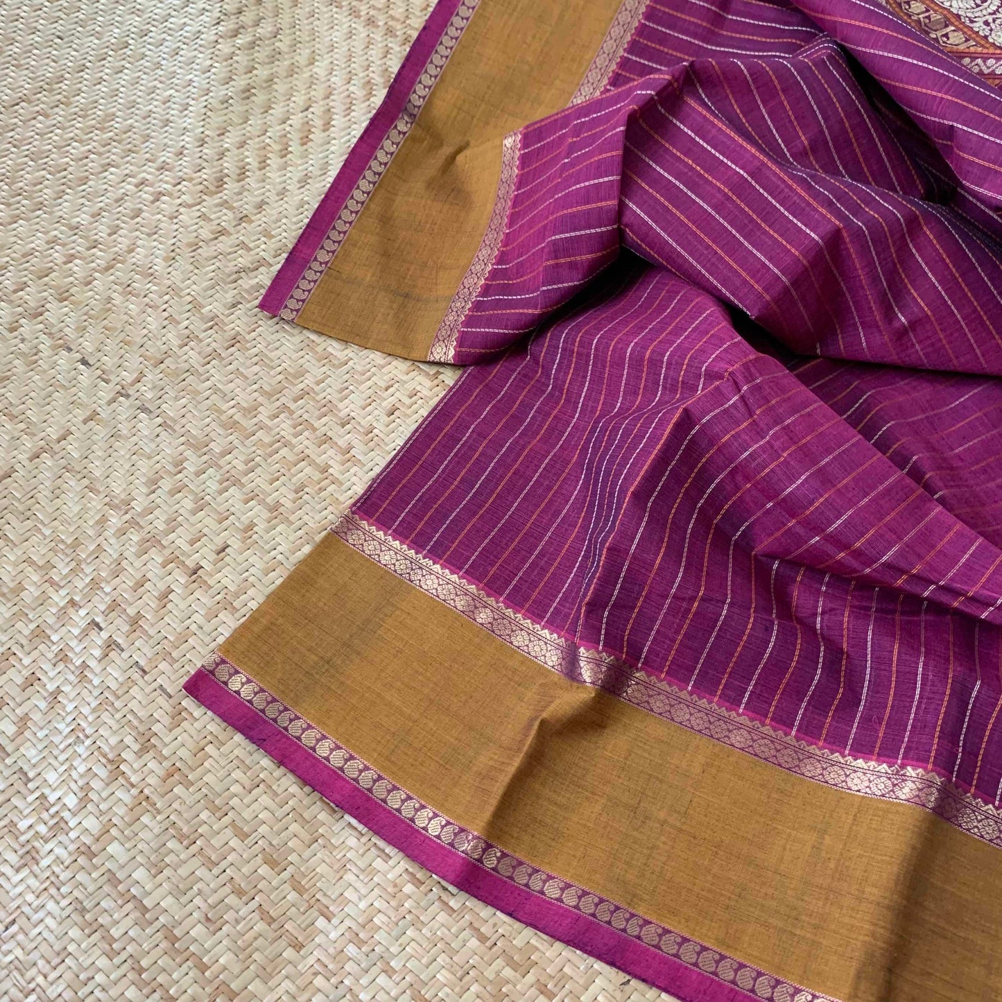 Handwoven Purple With Mustard, Kanchipuram Grand Pallu