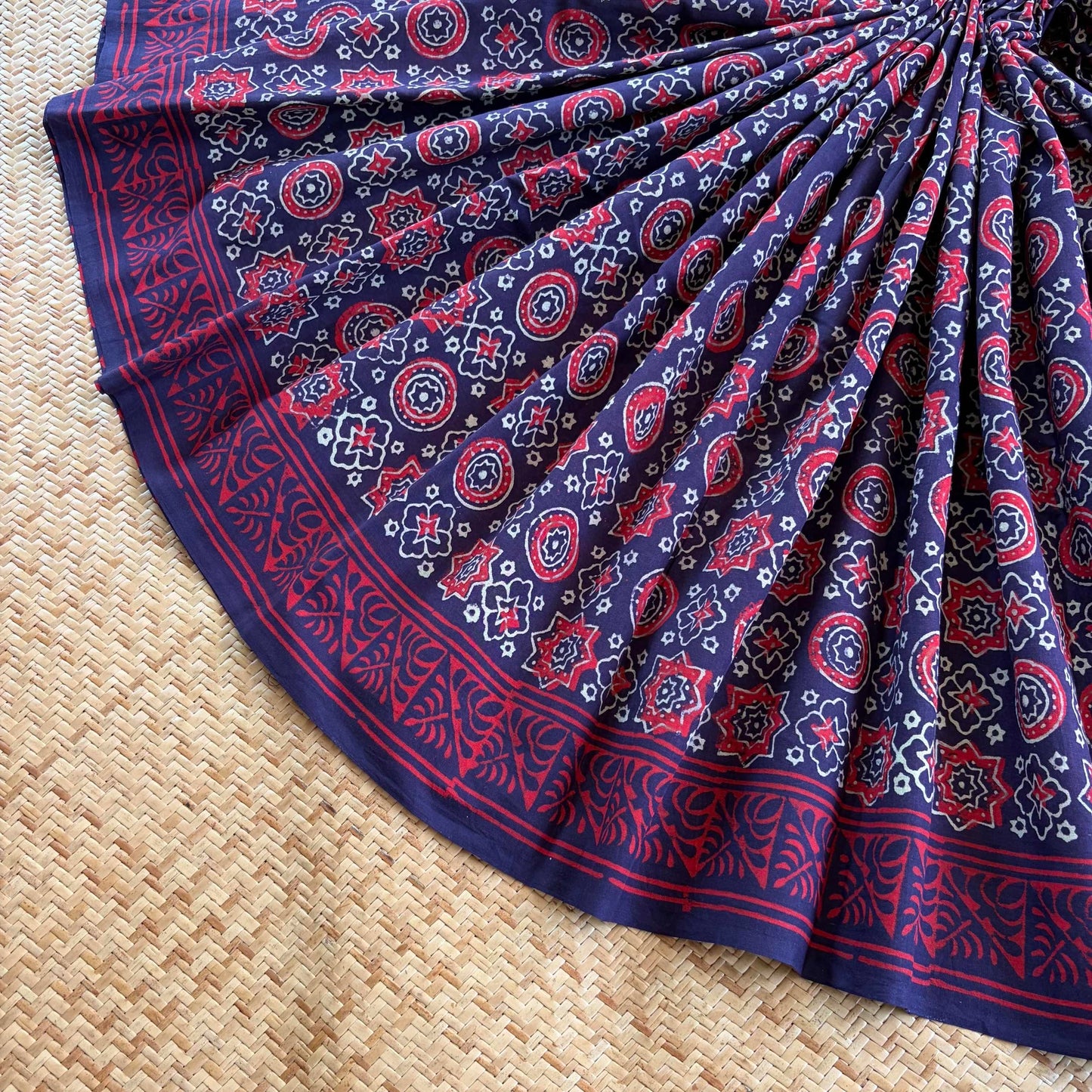 Mul Mul Cotton saree, Hand Block Printed, Purple