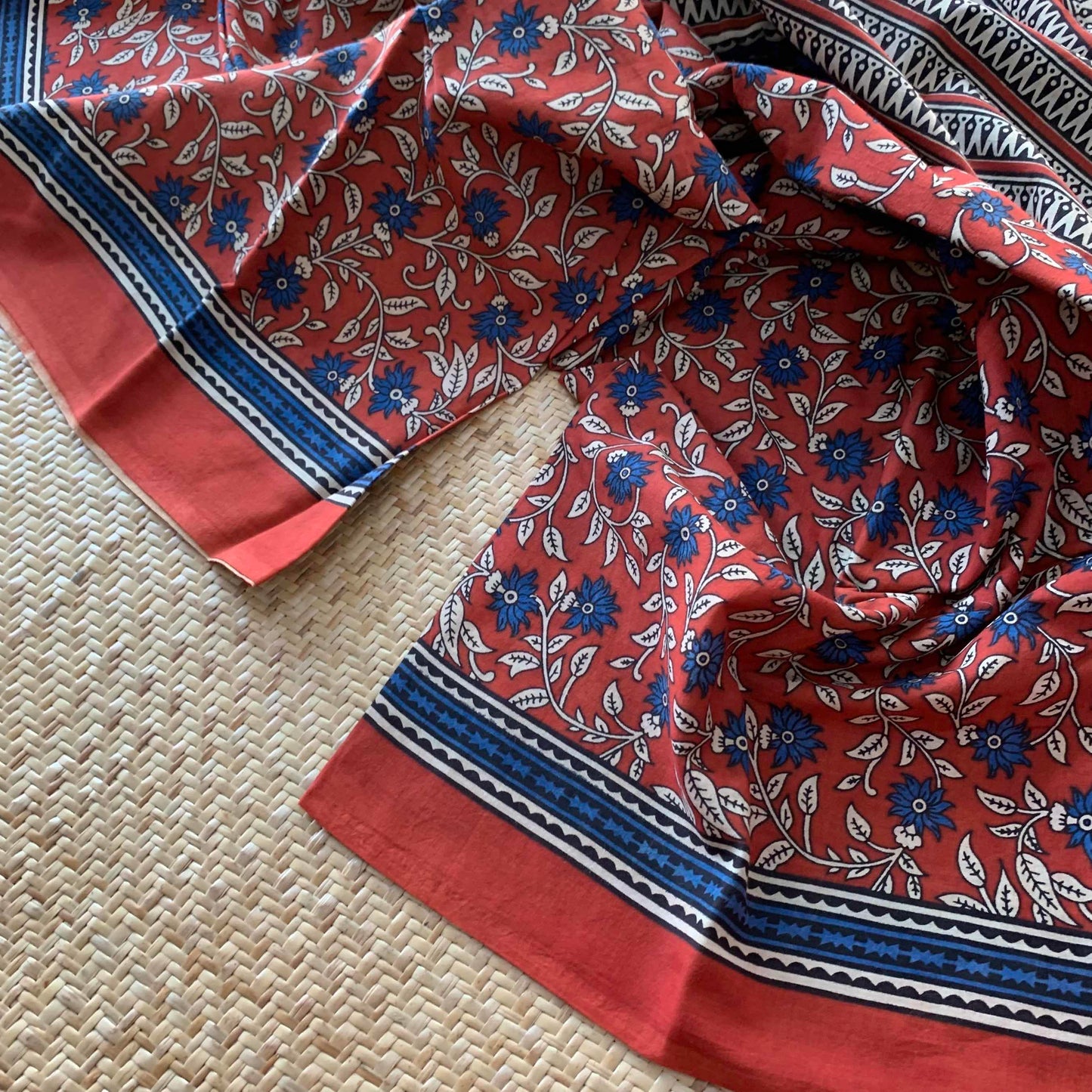 Mul Mul Cotton saree, Bagru Hand Block Printed, Maroon