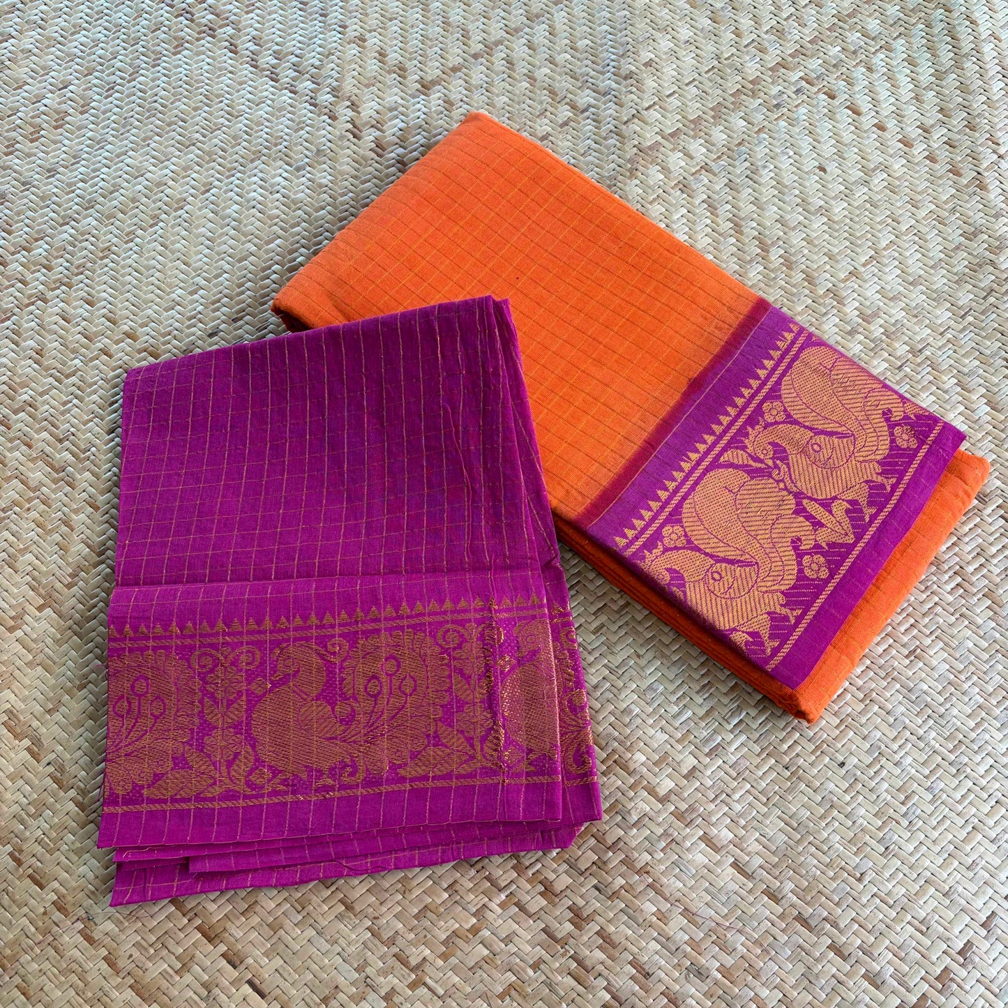 Orange , Zari Kattam Sungudi