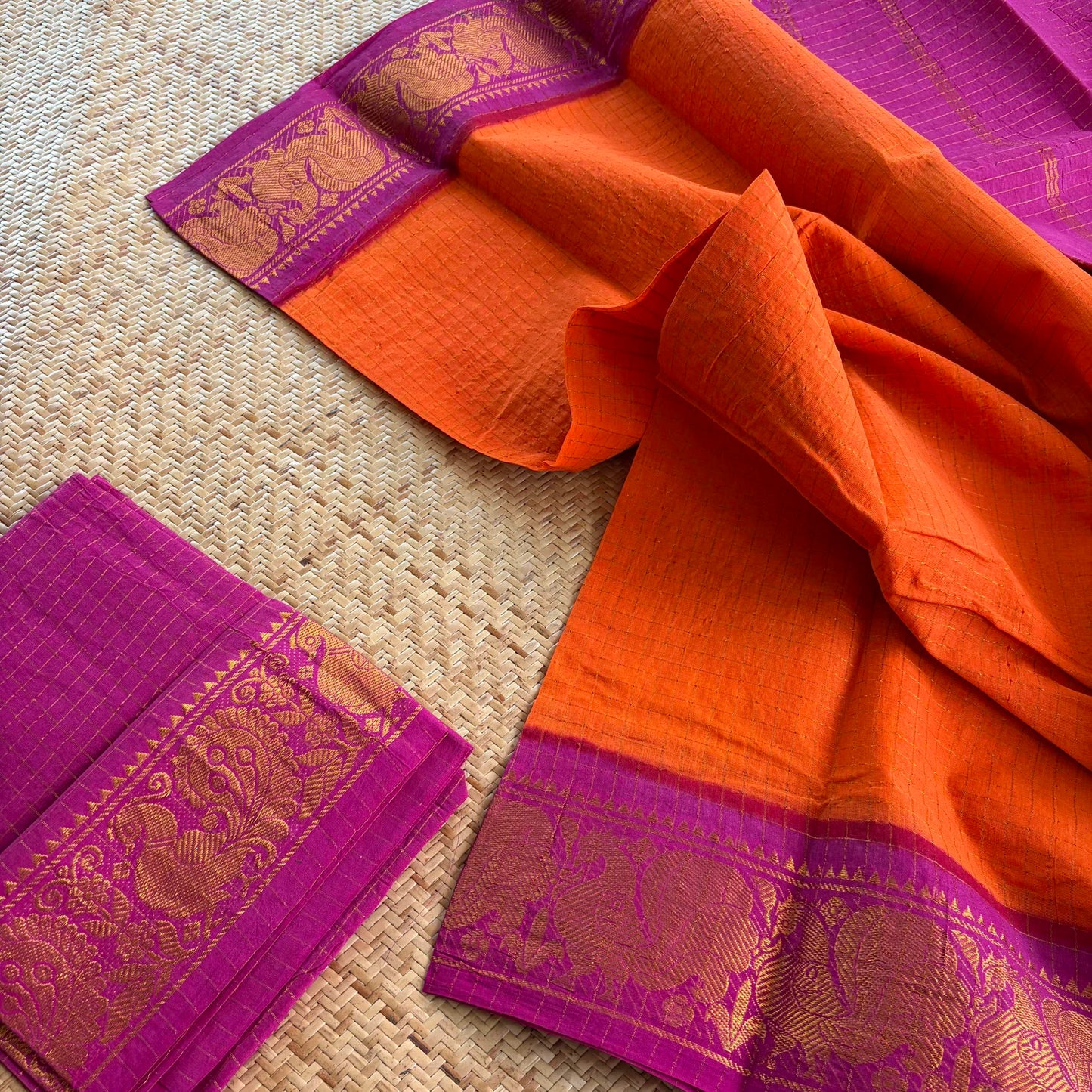 Orange , Zari Kattam Sungudi