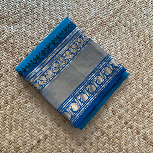 Blue, Chettinad Cotton Blouse piece