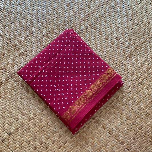 Maroon Wax Printed Cotton Blouse piece