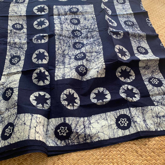 Blue Wax Print Sungudi Saree