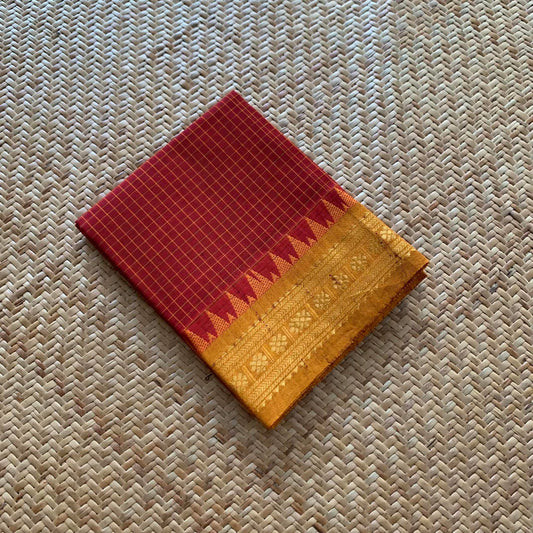 Maroon , Chettinad Cotton Blouse piece