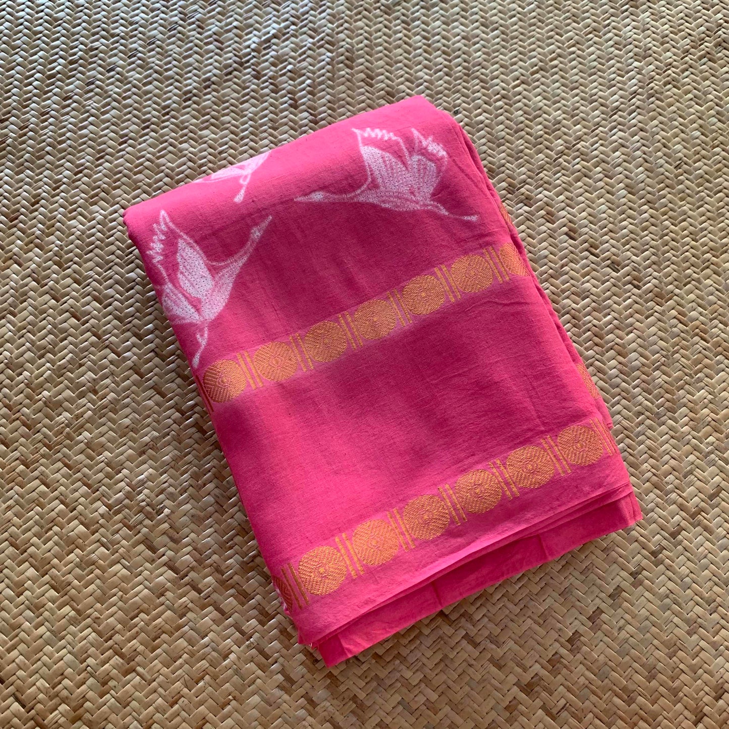 Fly High - Pink, Hand Crafted Shibori Sungudi Cotton Saree