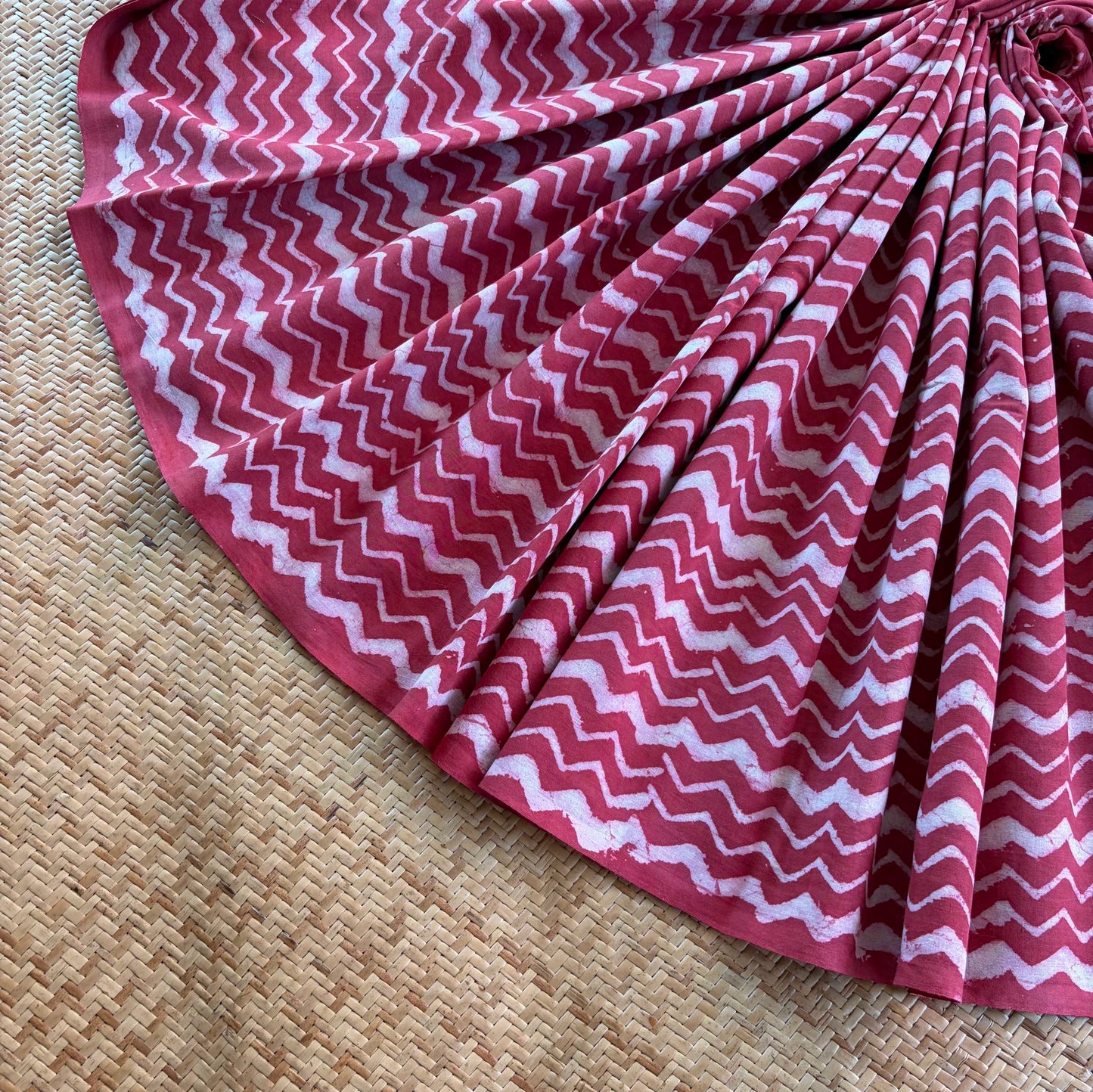 Mul Mul Cotton saree, Hand Block Printed, Pink