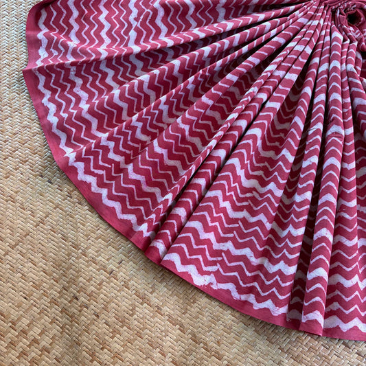 Mul Mul Cotton saree, Hand Block Printed, Pink