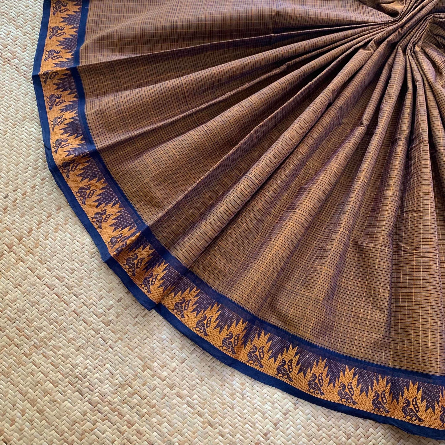 Brown, Hand Woven Cotton Saree