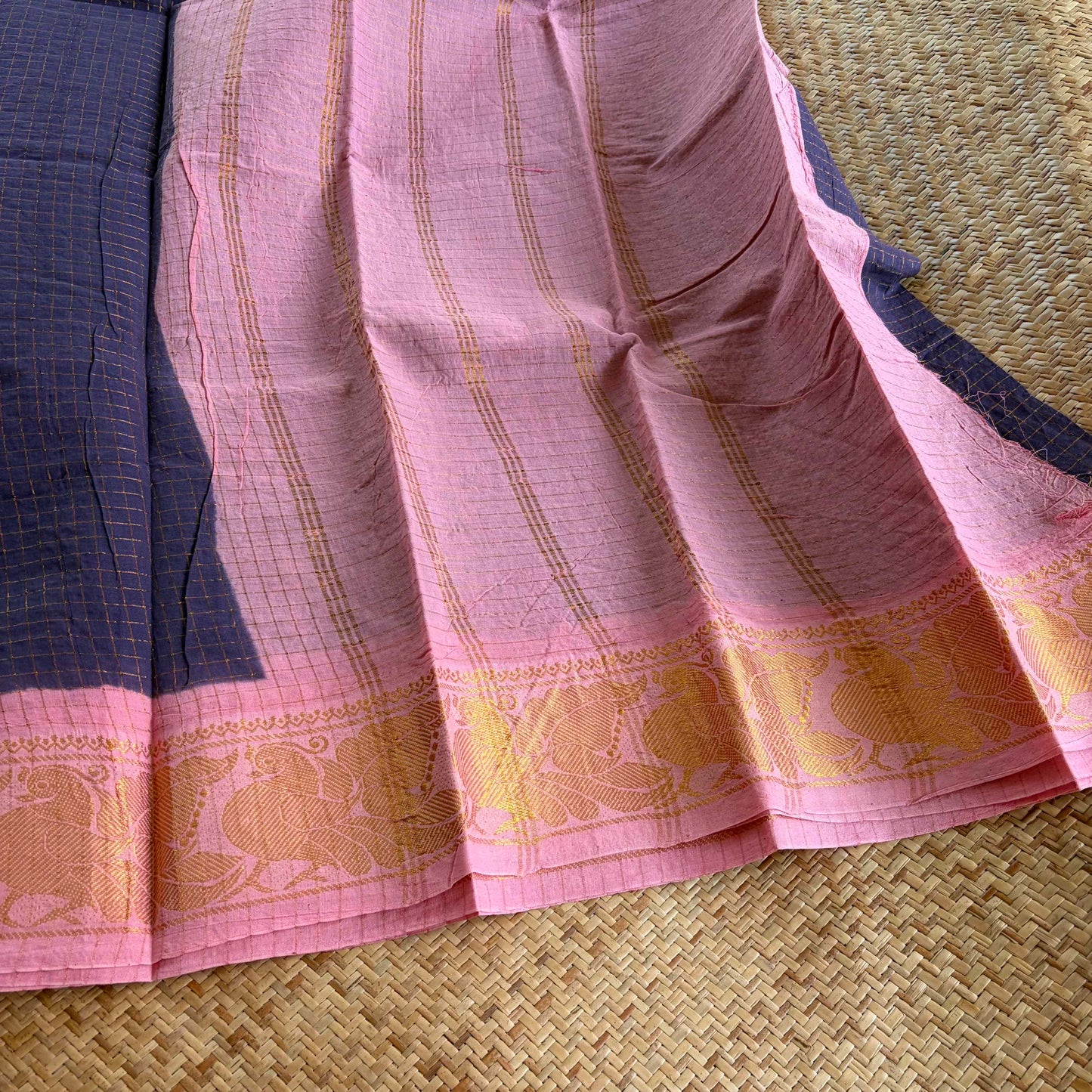 Grey Purple , Zari Kattam Sungudi