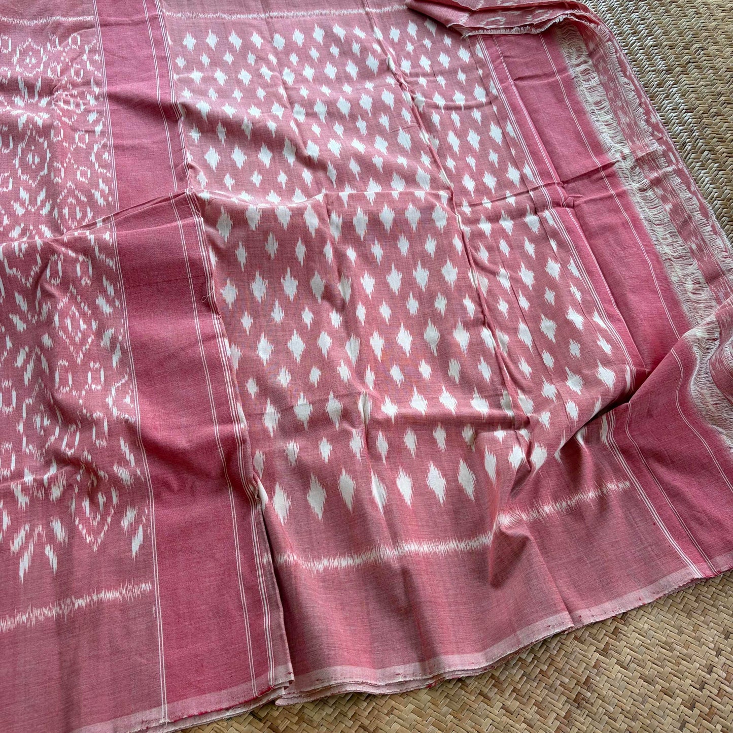 Pink, Pochambally Ikkat Hand Woven Cotton Saree