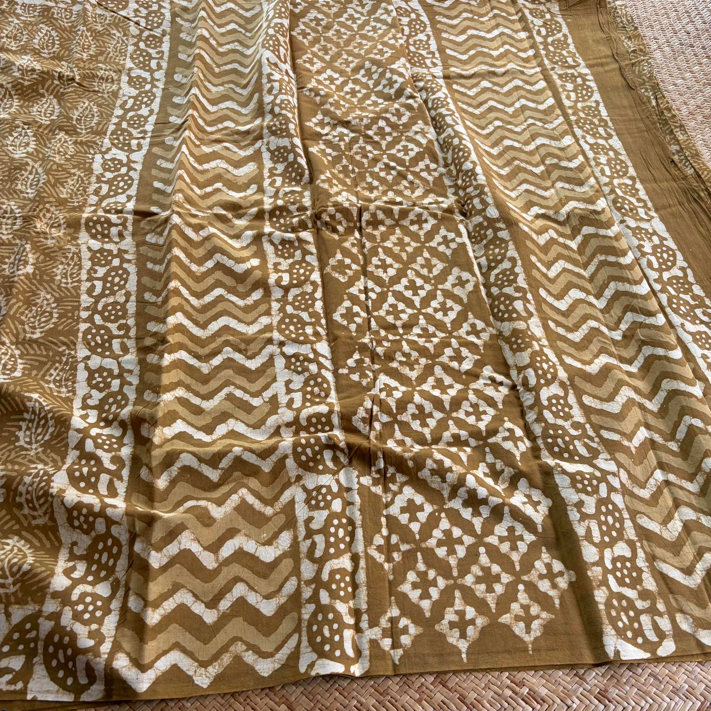 Mul Mul Cotton saree, Hand Block Printed, Mustard