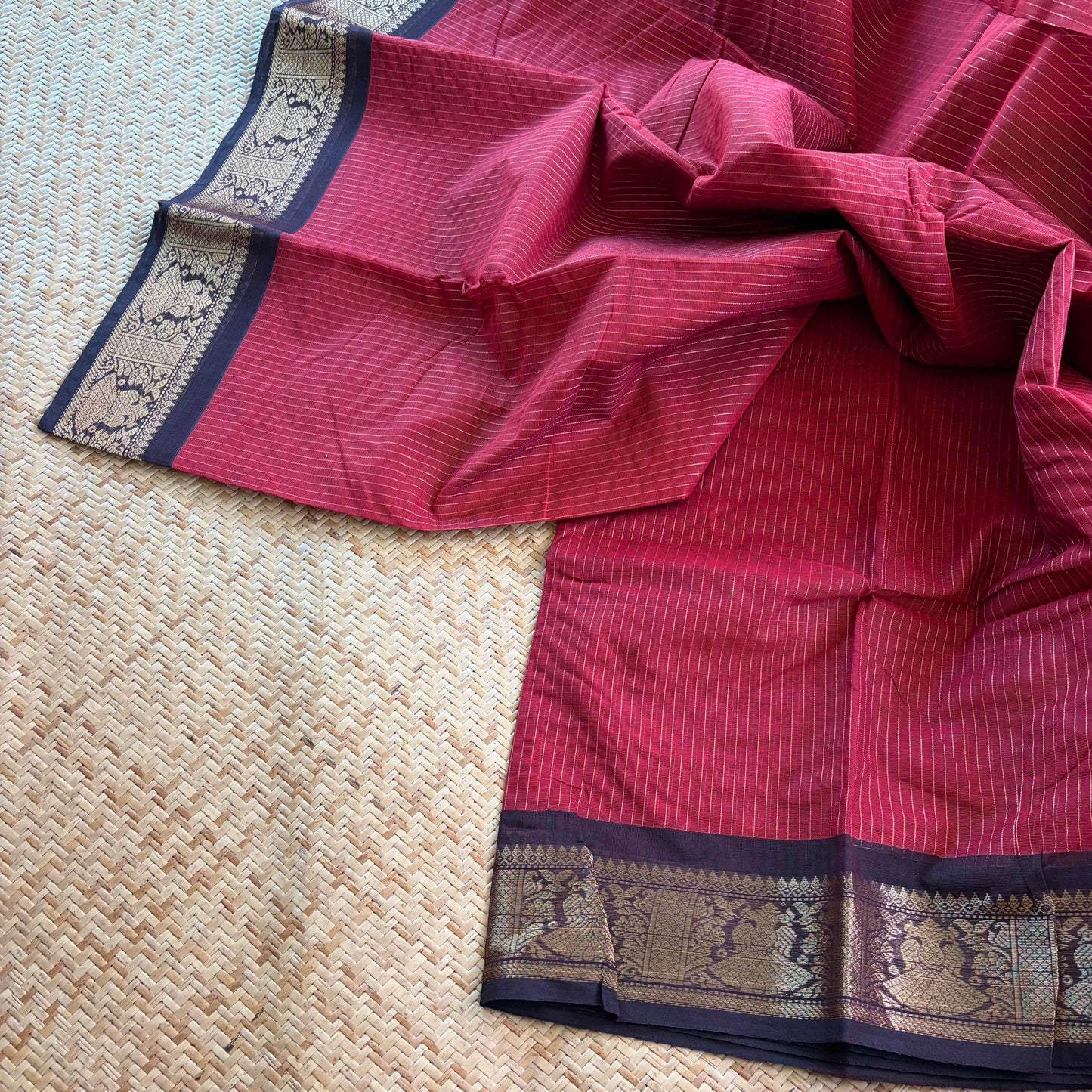 Chettinad Cotton Saree, Red