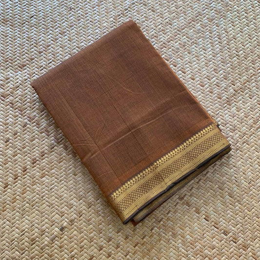 Magalagiri Handwoven Cotton Saree, Brown