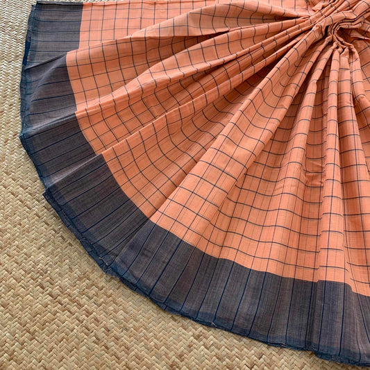 Arupukottai Handwoven Saree, Pastel Orange