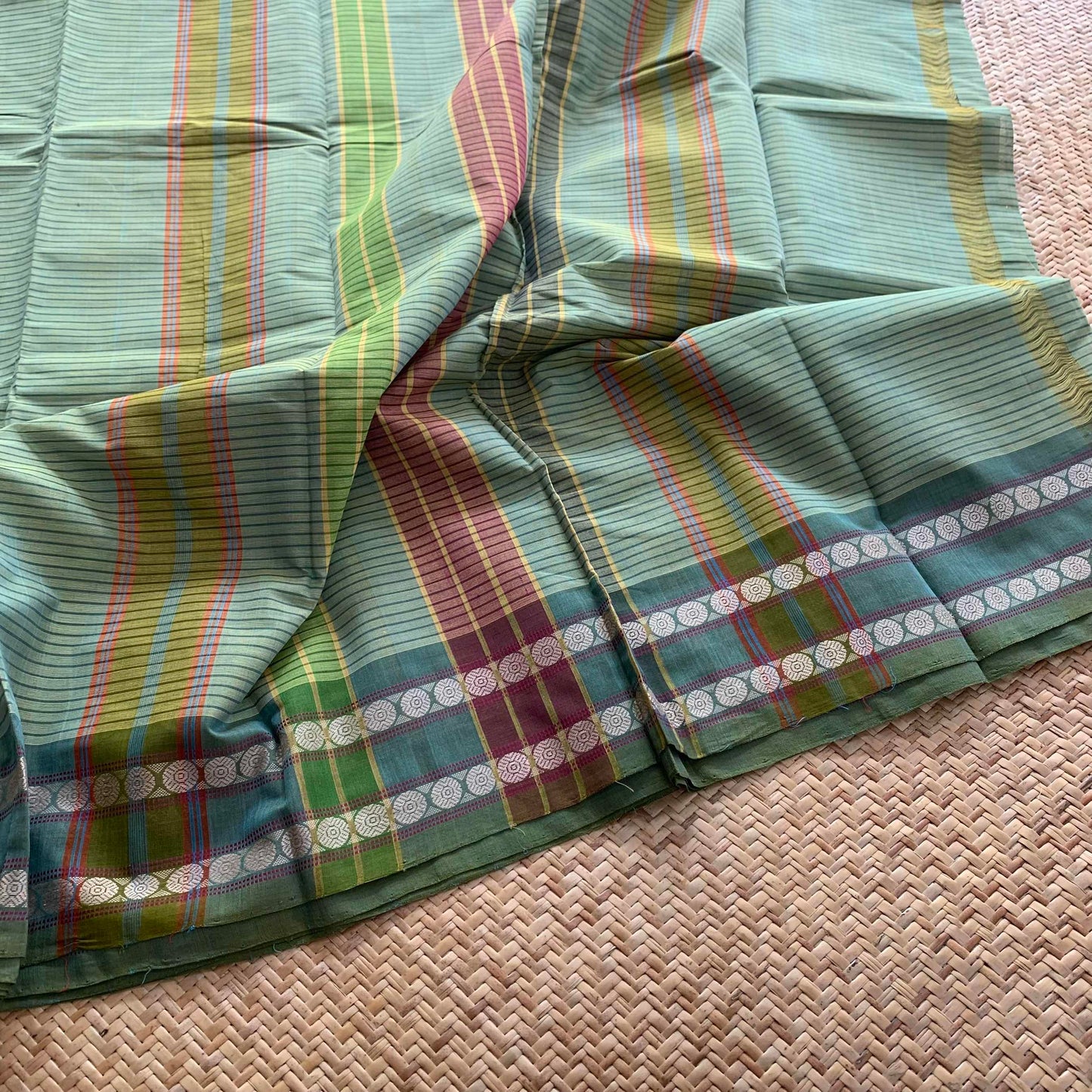 Green, Hand Woven Cotton Saree