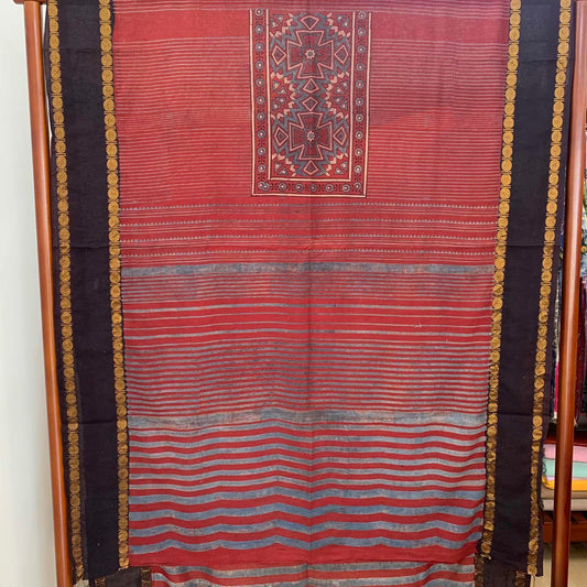 Ajrak Sungudi 2 Piece Salwar Suit Material, Red