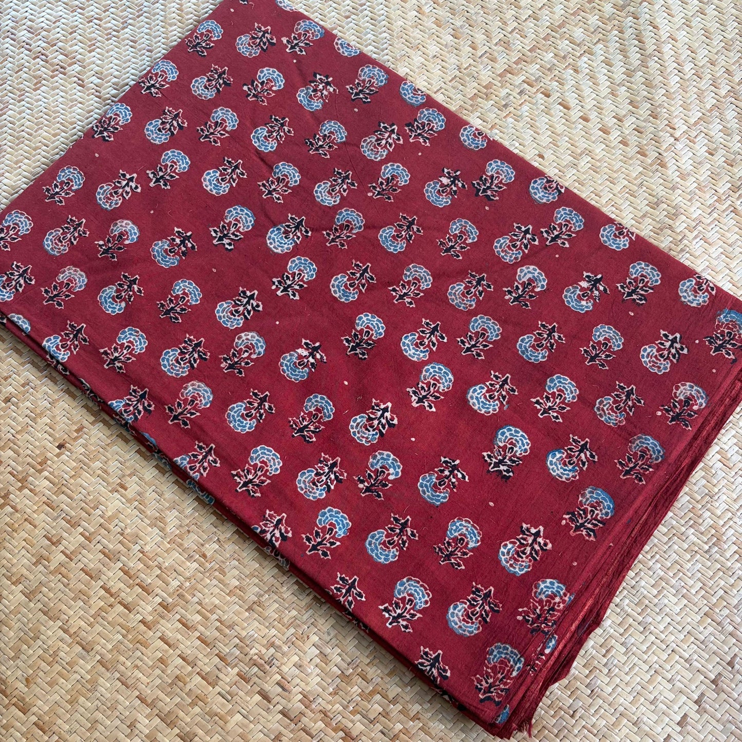 Ajrak Cotton Running Fabric, Red