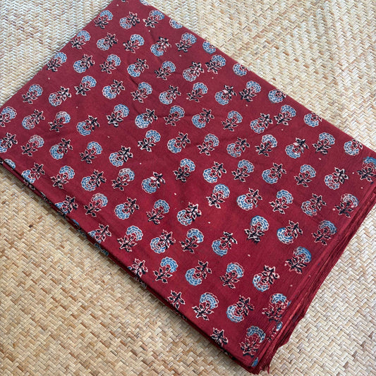 Ajrak Cotton Running Fabric, Red