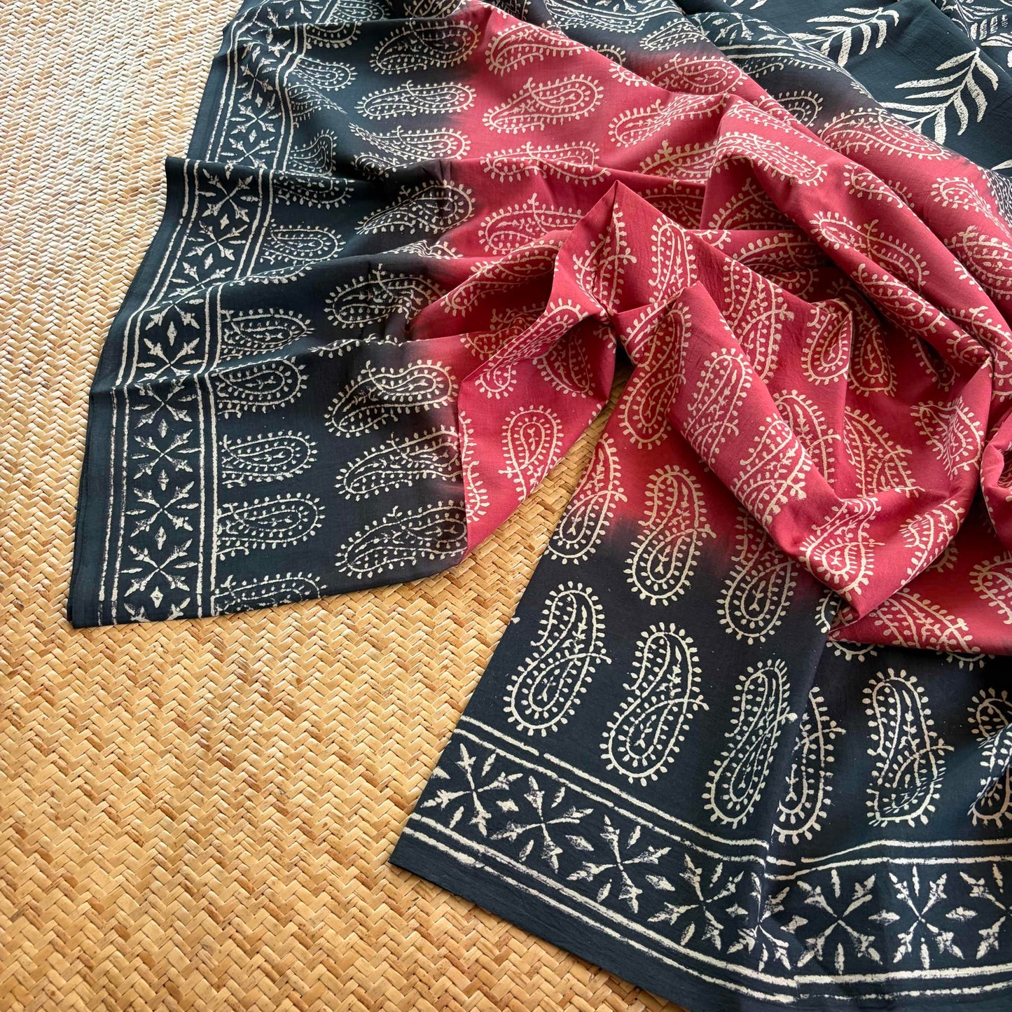 Mul Mul Cotton saree, Hand Block Printed, Pink