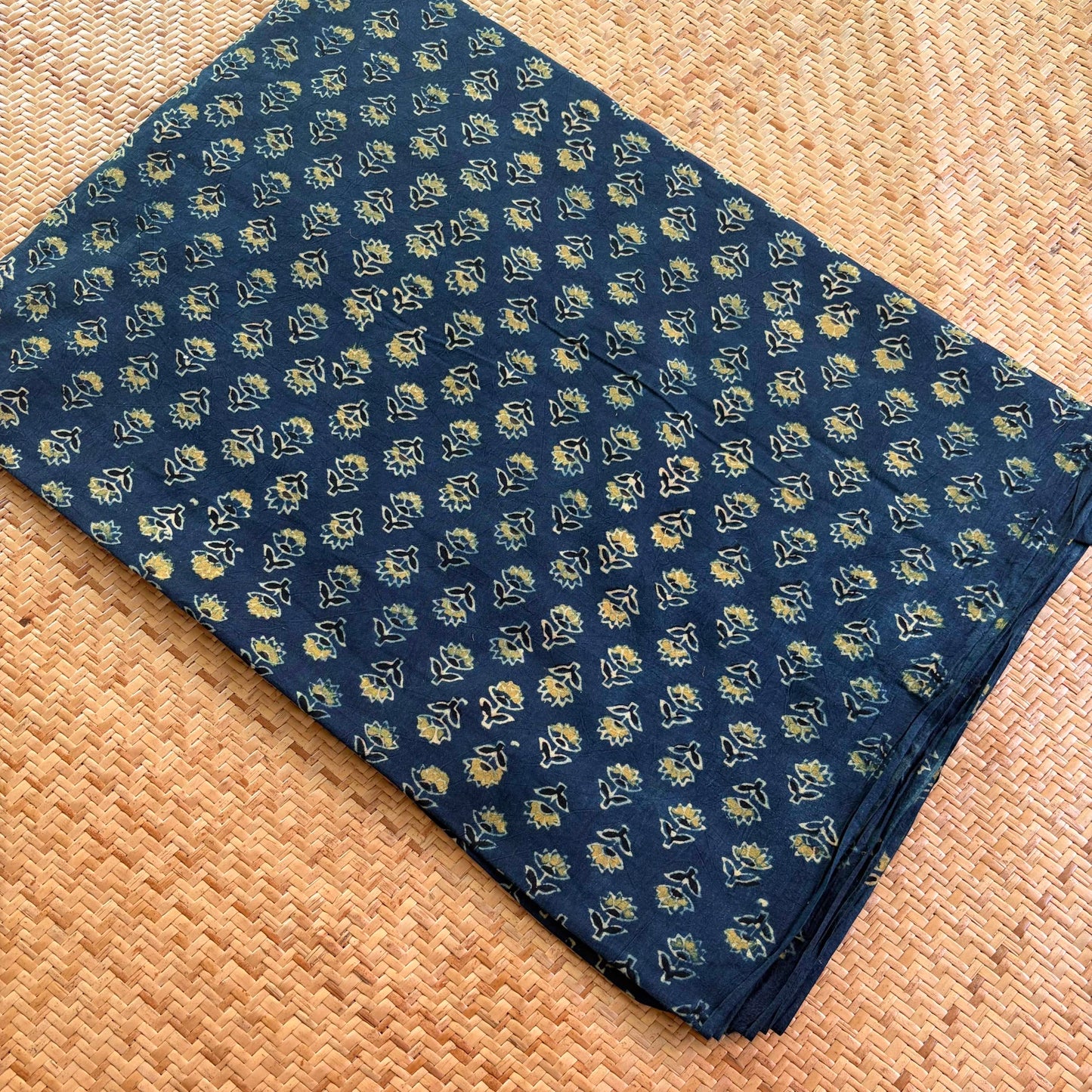 Ajrak Cotton Running Fabric, Blue