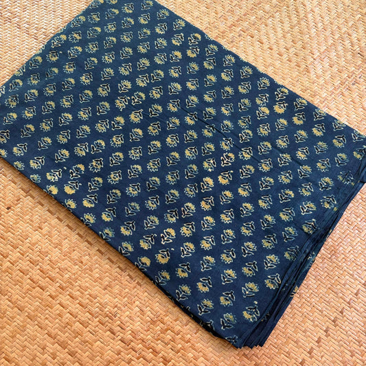 Ajrak Cotton Running Fabric, Blue