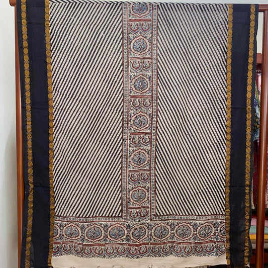 Ajrak Sungudi 2 Piece Salwar Suit Material, Off White