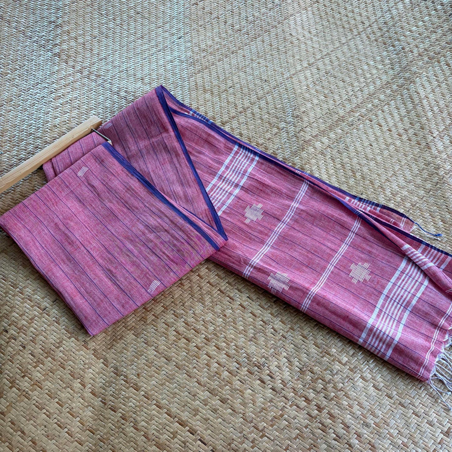 Onion Pink, Jamdani Cotton Handloom Dupatta