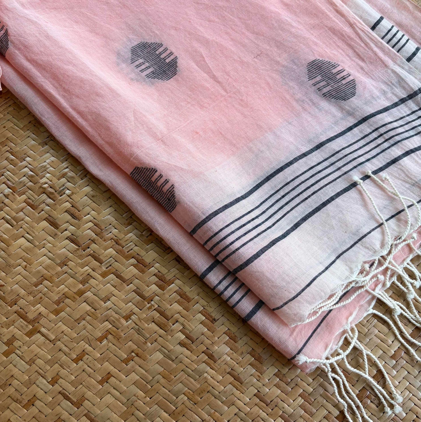 Light Pink, Jamdani Cotton Handloom Dupatta