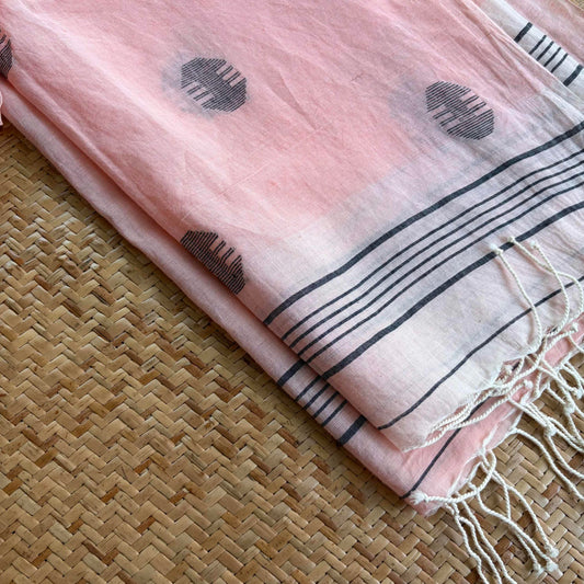 Light Pink, Jamdani Cotton Handloom Dupatta